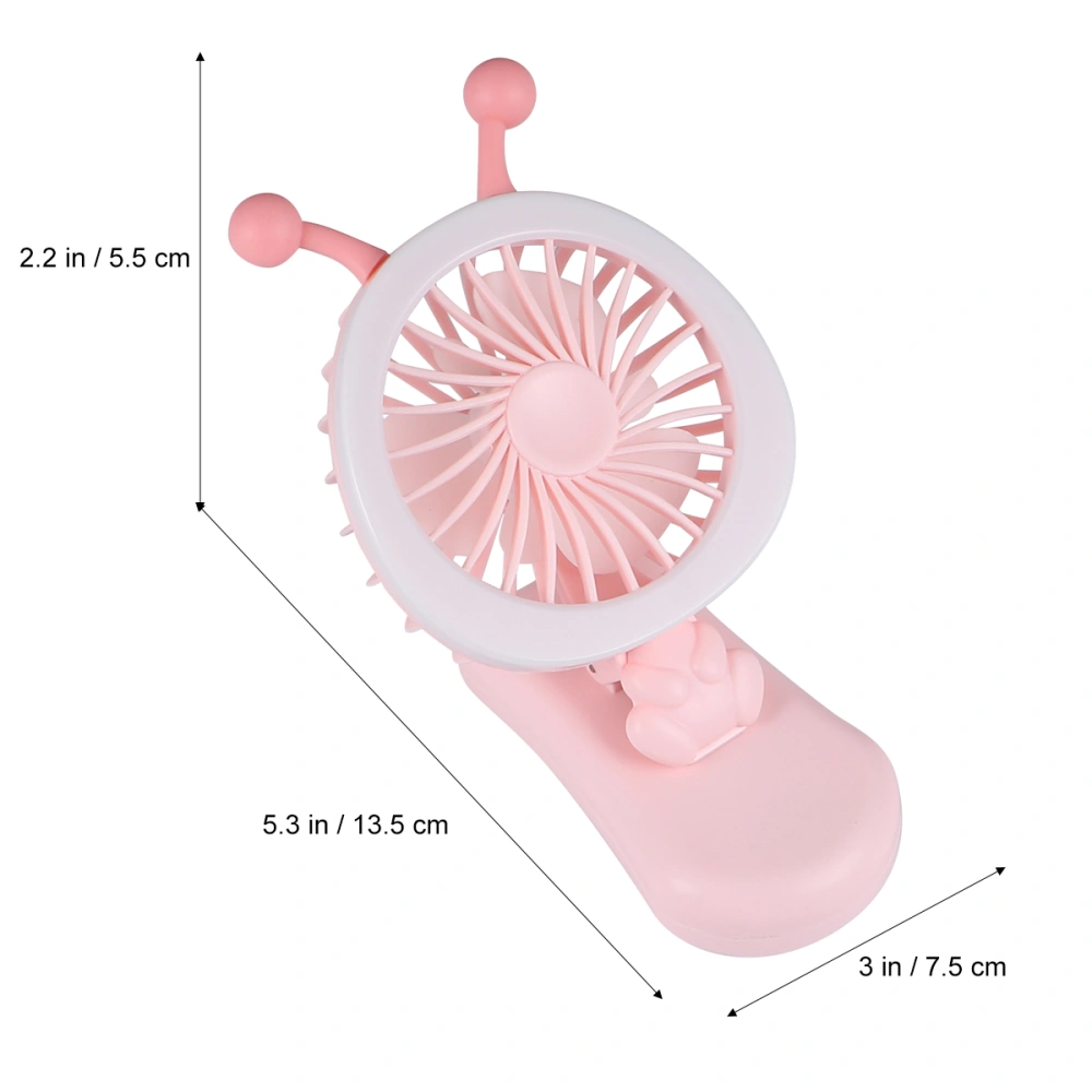 USB Charing Fan with Light Small Summer Fan Convenient Handheld Fan Portable Mini Fan for Girls Women (Pink)