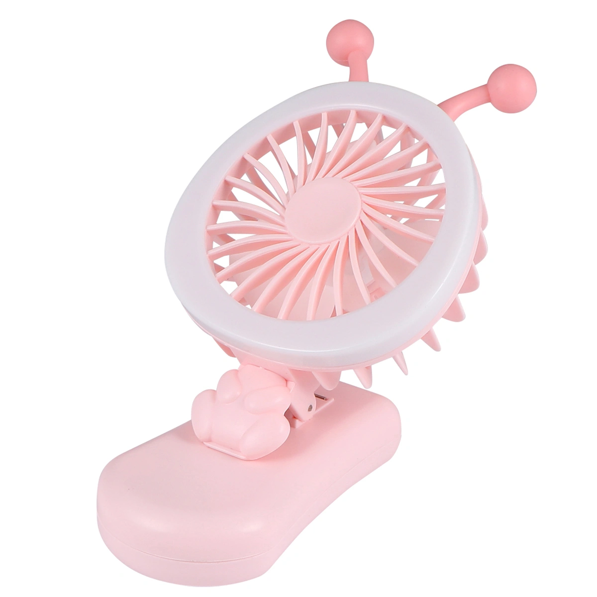 USB Charing Fan with Light Small Summer Fan Convenient Handheld Fan Portable Mini Fan for Girls Women (Pink)