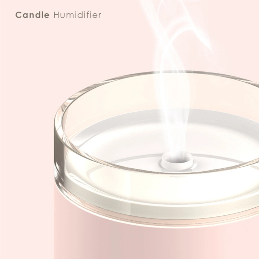 USB PoweredMini Humidifier Mist Air Candle Shaped Portable Humidifier for Bedroom Office Desktop Travel (Pink)