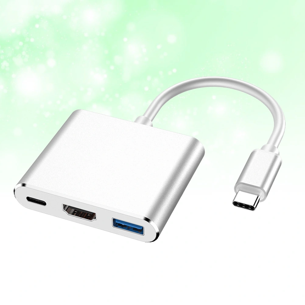 USB3.1 Type-c to PD Fast Charging Port USB 3.0 3 In 1 Adapter (Silver)