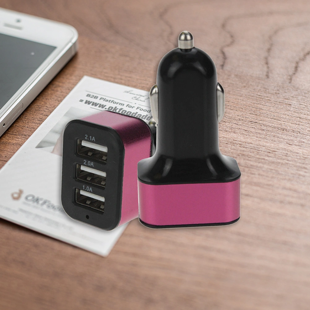 Car Charger Cup Holder Power Innverter with Triple USB Charging Ports 2.1A for iPhone X 8 8 Plus 7 6s Galaxy S9 S8 Note 8 (Black and Red)
