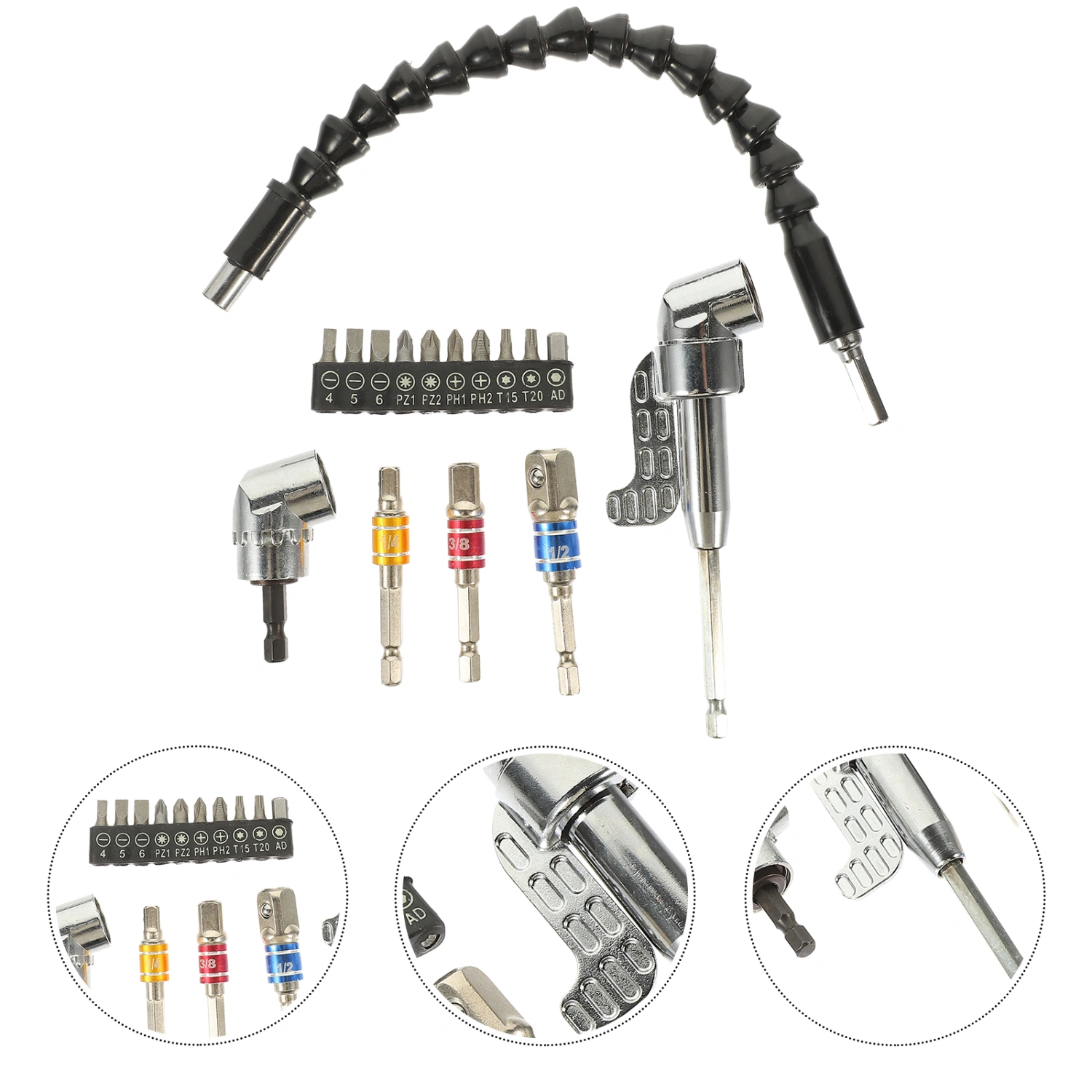 1 Set Flexible Drill Bit Extension Flex Drill Bit Angle Drill Attachment