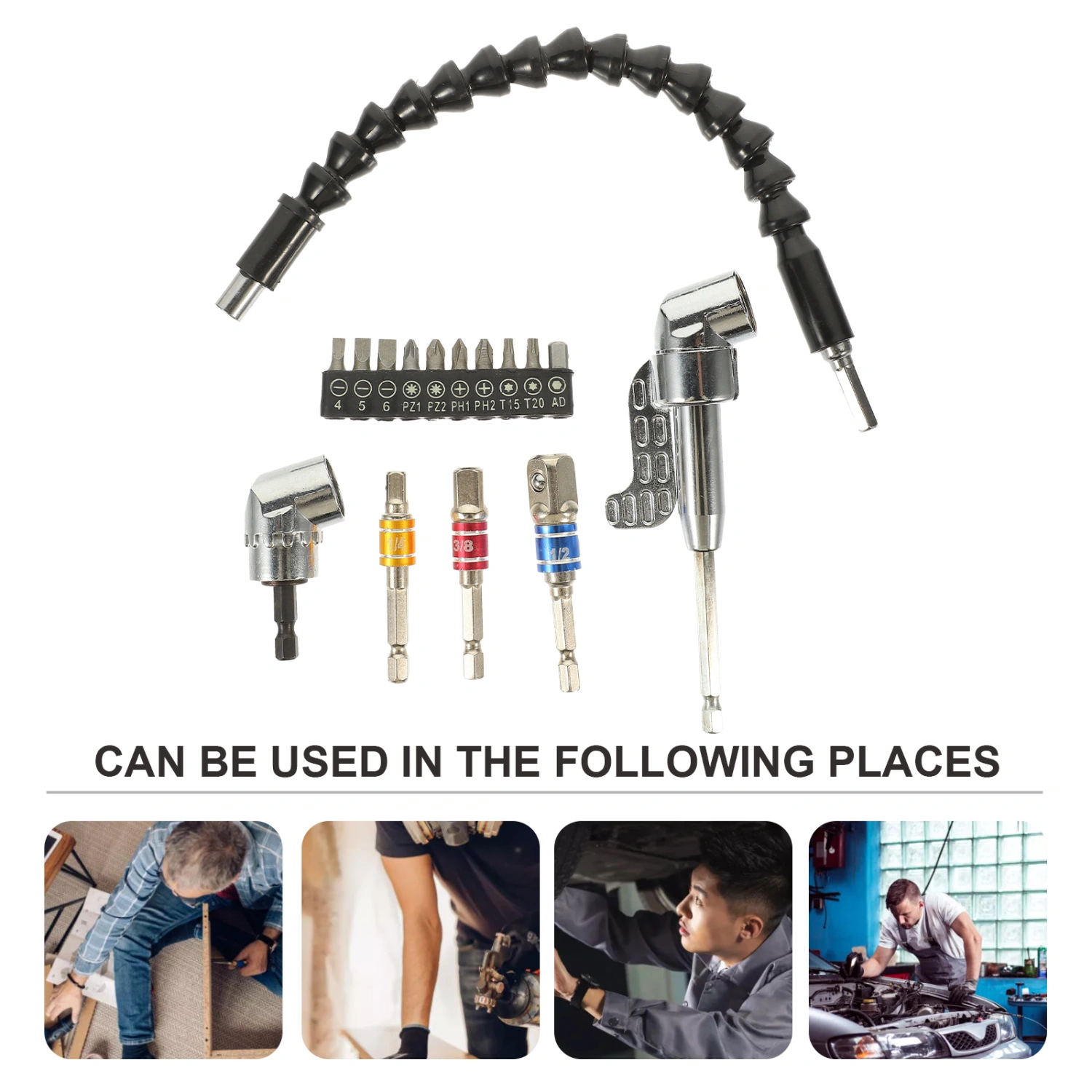 1 Set Flexible Drill Bit Extension Flex Drill Bit Angle Drill Attachment