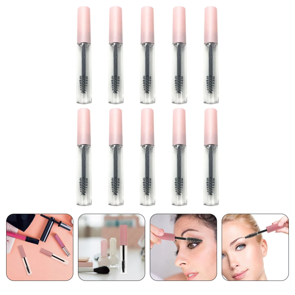 10Pcs DIY Mascara Bottle Eyelash Tubes Portable Eyelash Cream Containers (Pink)