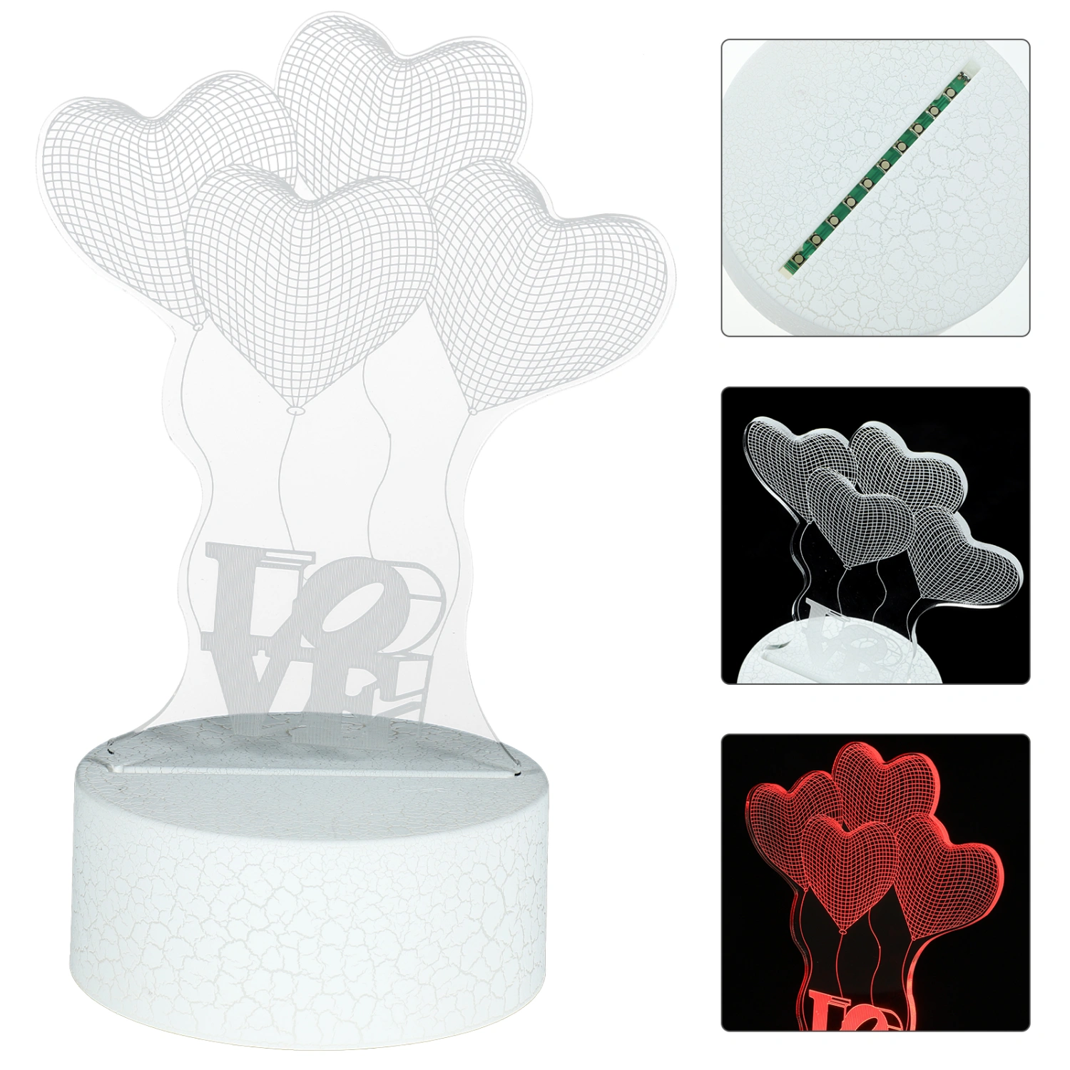 Bedroom LOVE Night Lamp USB 3D Optical Bedside Lamp Heart Balloon Night Lamp