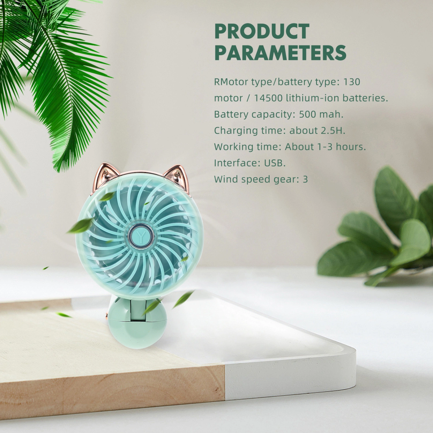 1 set of Portable Cooling Fan Rechargeable Summer Fan Mini USB Handheld Fan