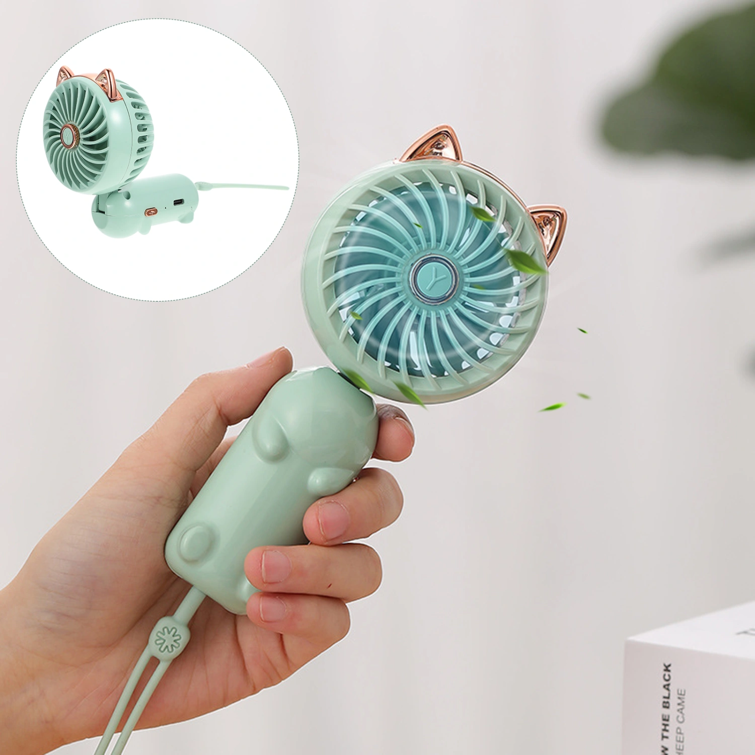 1 set of Portable Cooling Fan Rechargeable Summer Fan Mini USB Handheld Fan