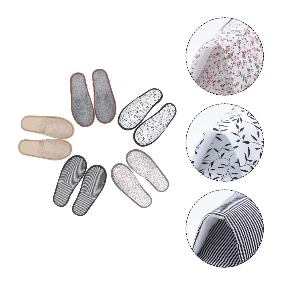 5 Pairs Home Slippers Non-slip Footwears Hospitality Shoes Portable Footwears