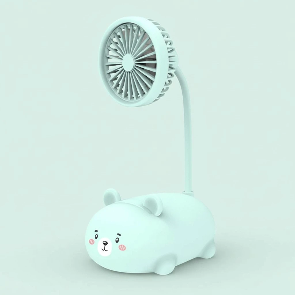 Lovely Cartoon Fan Portable Bear Shaped Design Handheld Fan Mini Fan for Home School Office Outdoor (Random Color)