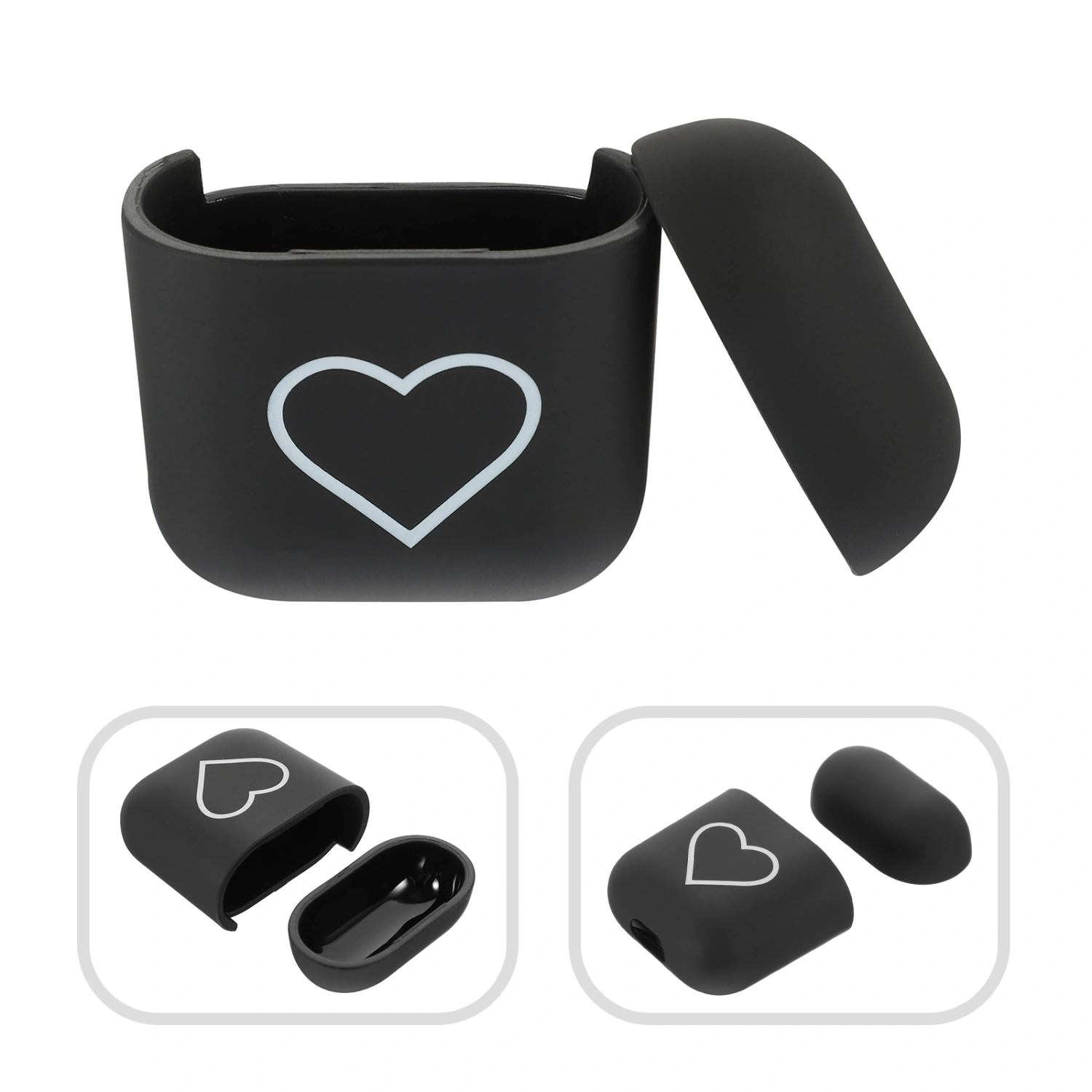 Creative Heart Pattern Earbuds Protector Earbuds Storage Case Compatible for Airpods 1/2