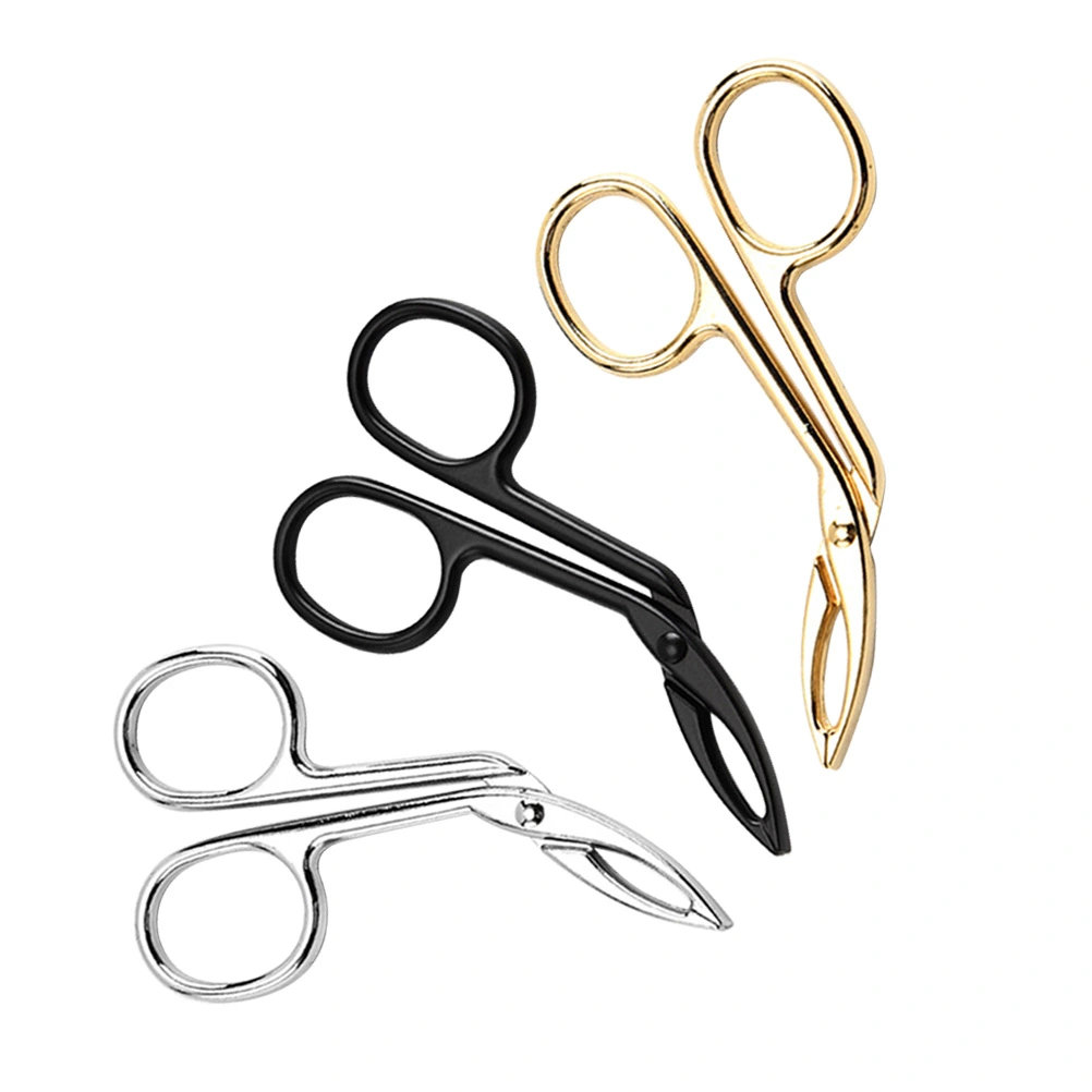 3pcs Stainless Steel Eyebrow Clips Oblique Eyebrow Tweezers Beauty Tools for Eomen Lady (Golden Black Steel Color)