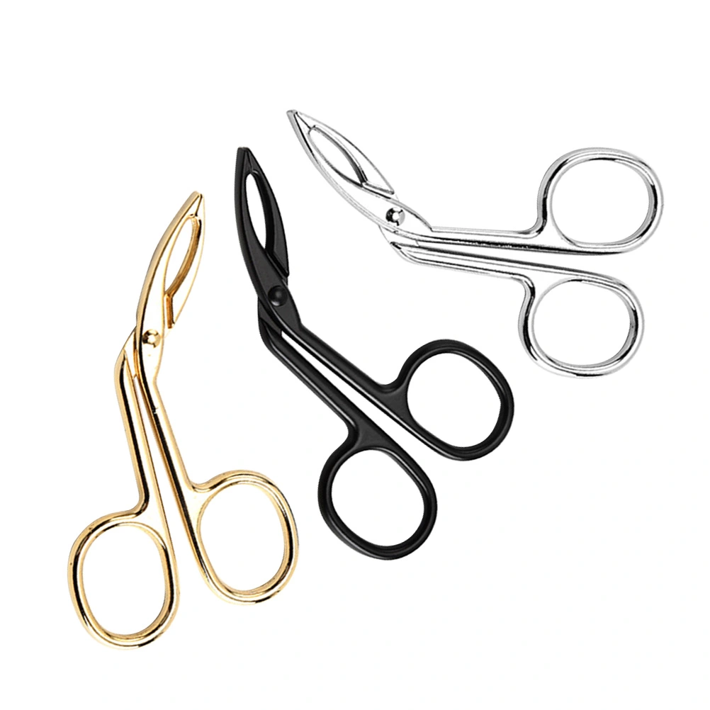 3pcs Stainless Steel Eyebrow Clips Oblique Eyebrow Tweezers Beauty Tools for Eomen Lady (Golden Black Steel Color)