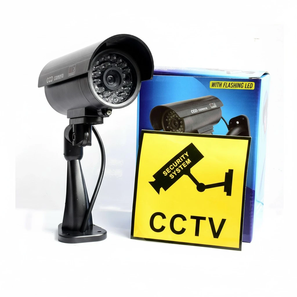 Dummy Fake Camera Imitation High Simulation CCTV Camera Outdoor Monitor Waterproof Surveillance Camera without Battery (Black)