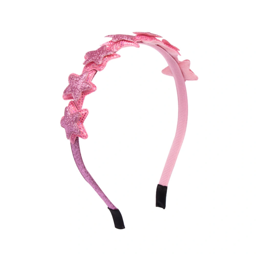 2PCS Lovely Star Headdress Glitter Hair Performance Kids Hair Accessories for Birthday Party Decoration (Pink Glitter Star)