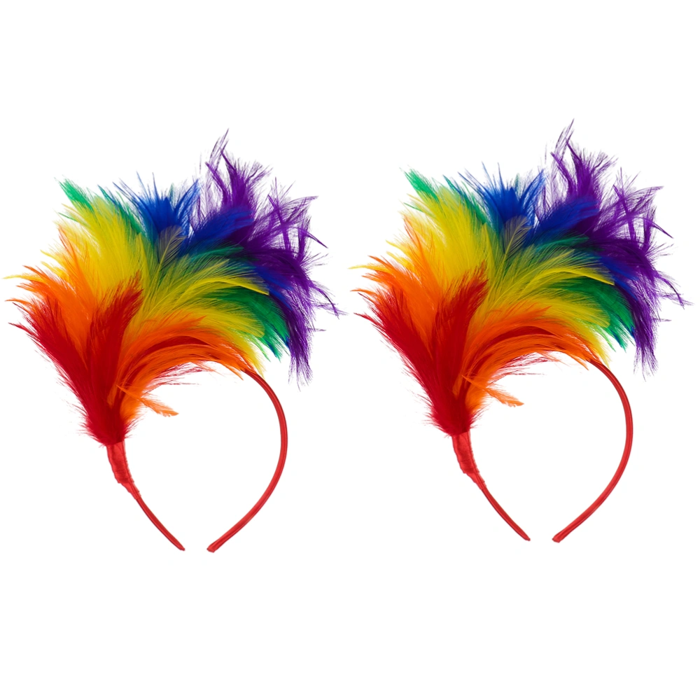 2pcs Halloween Party Plume Hairband Creative Colored Plume Headwear Women Party Decorative Hair Clasp