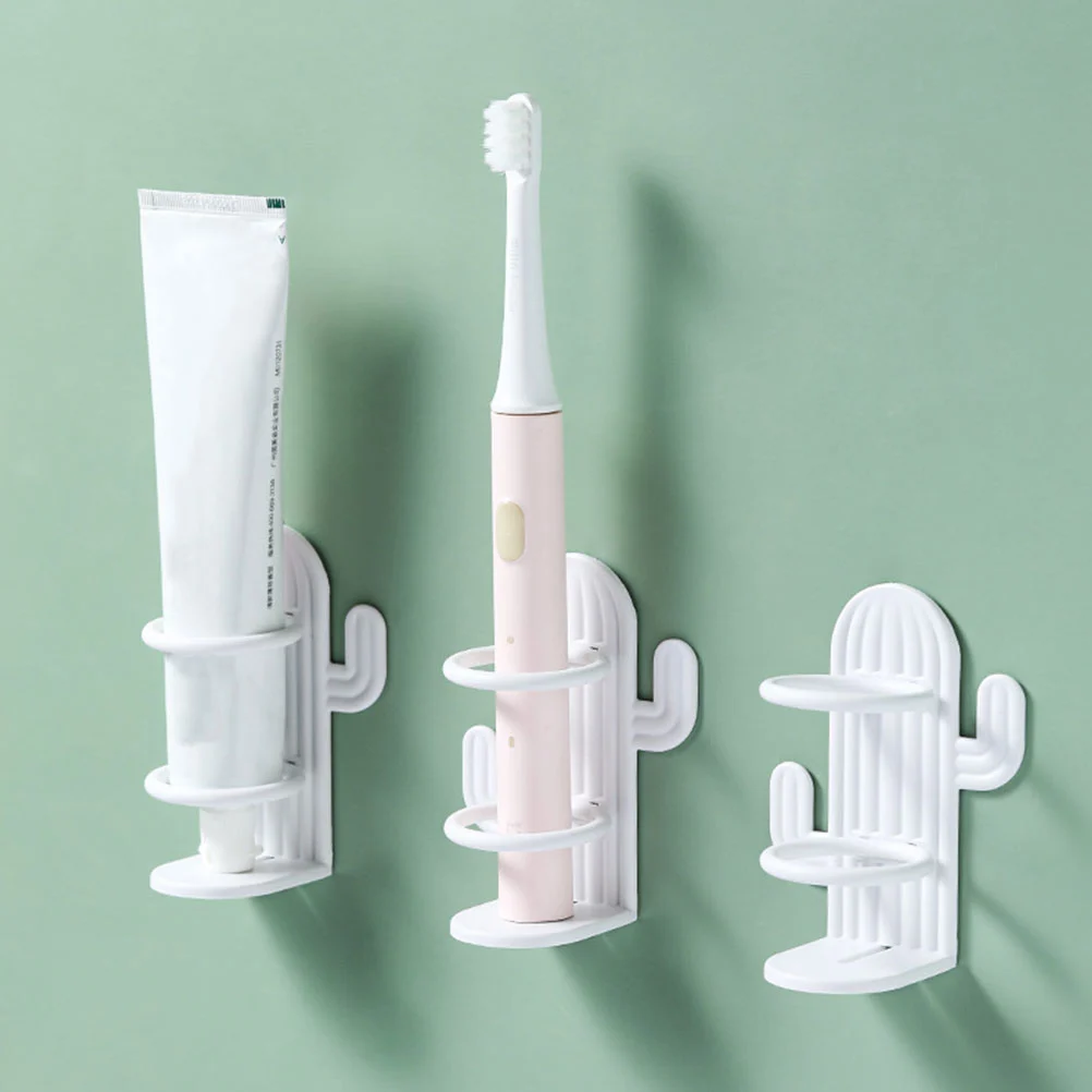 2Pcs Shaver Wall Holder Mirror Toothbrush Holder Bathroom Wall Shaver Holder