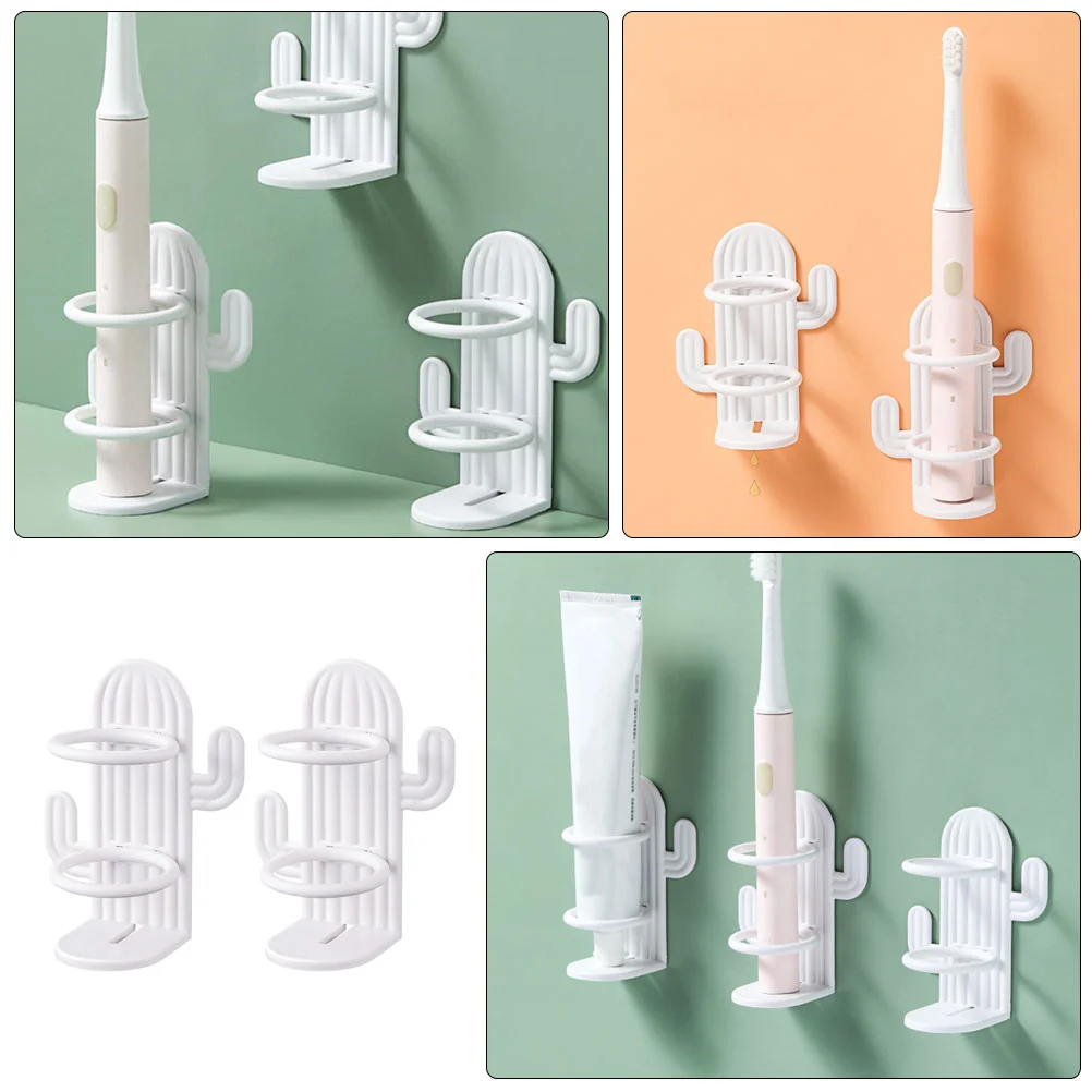 2Pcs Shaver Wall Holder Mirror Toothbrush Holder Bathroom Wall Shaver Holder