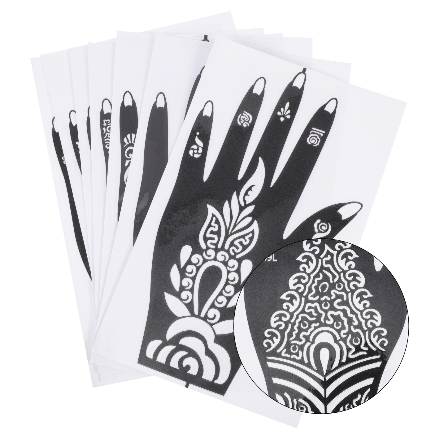 7PCS Cool Hand-shaped Tattoos Template Hollow Colored Drawing Tattoos Stencil