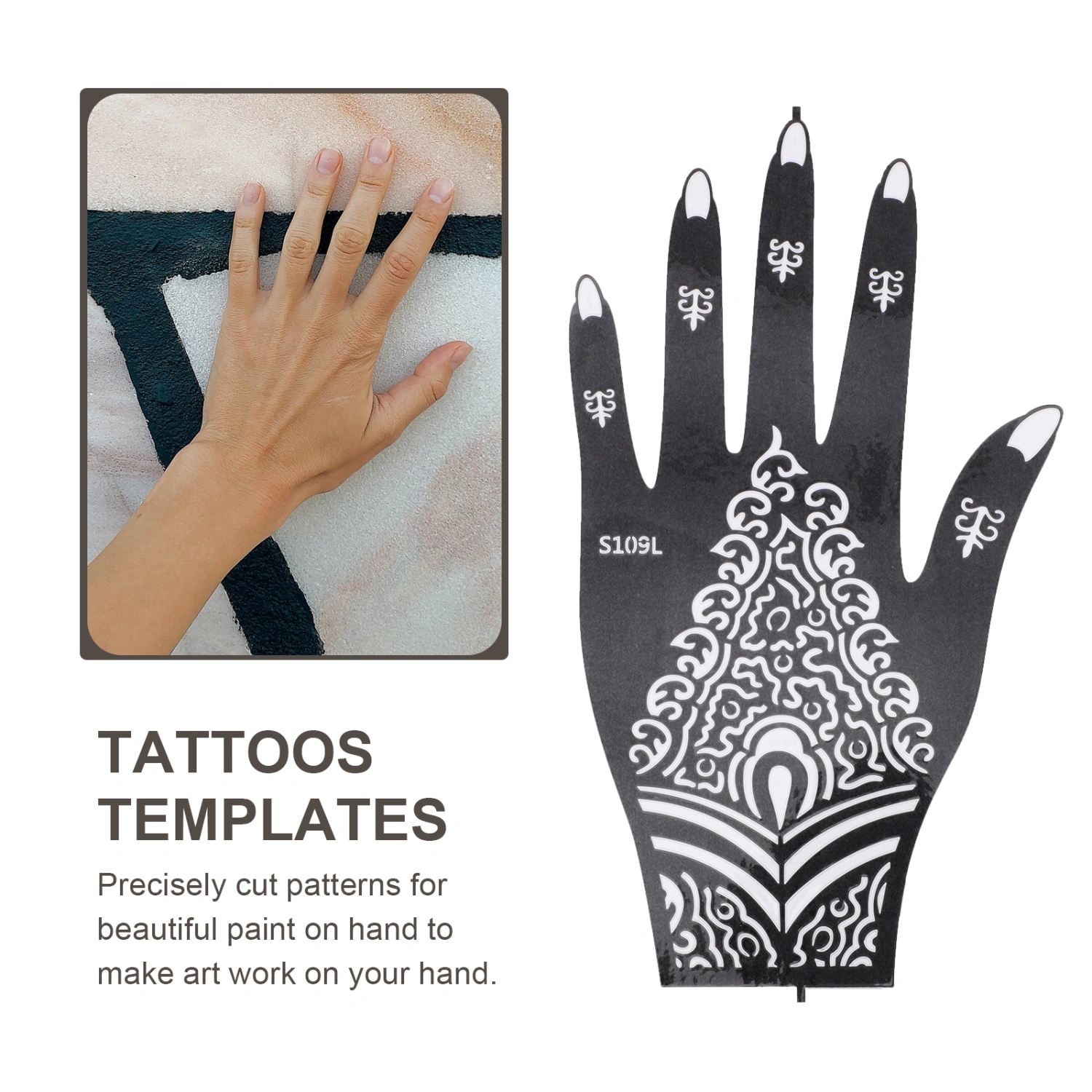 7PCS Cool Hand-shaped Tattoos Template Hollow Colored Drawing Tattoos Stencil