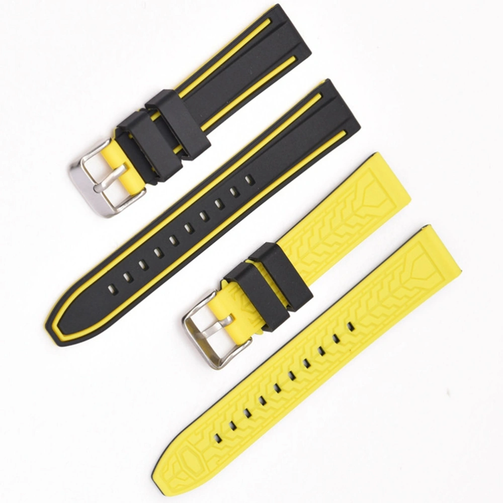 Silicone Watch Band Replacement Watchband Dichromatic Watch Strap Compatible for S3 (22mm Black and Yellow)