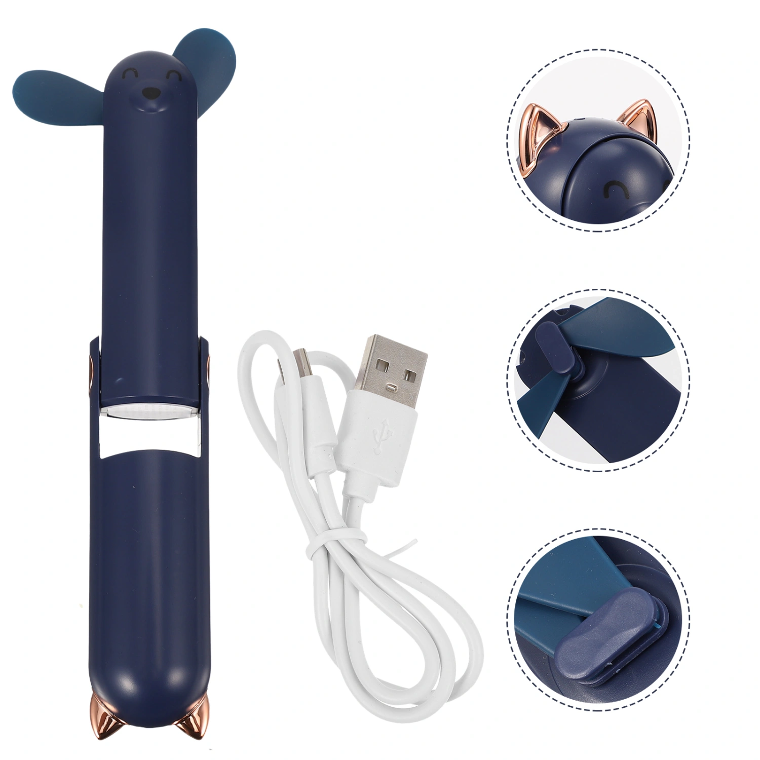1 Pc Lovely Bear Charging Fan Portable Handheld Cooling Fans USB Recharging Fans