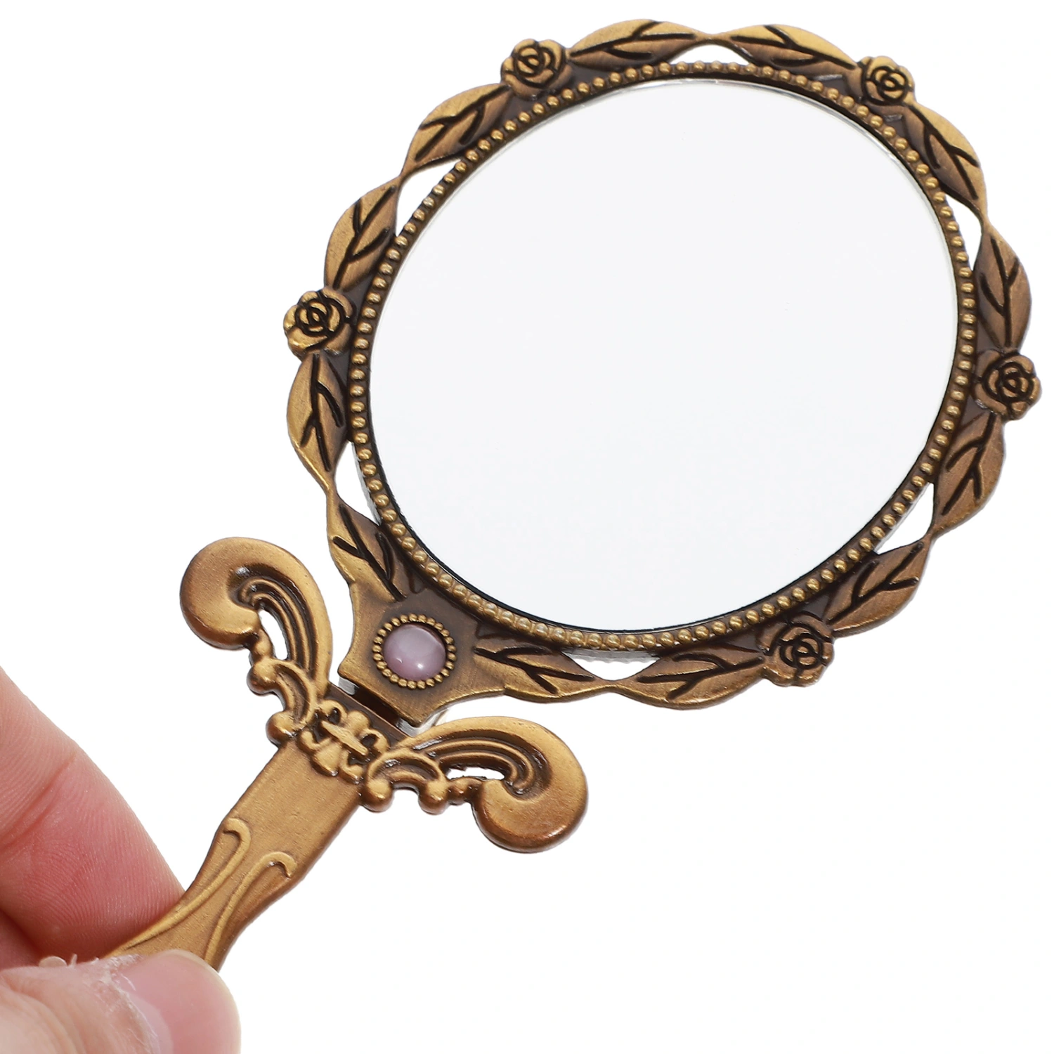 DIY Metal Foldable Mirror Women Make Up Use Mirror Mini Small Size Mirror Bronze Color