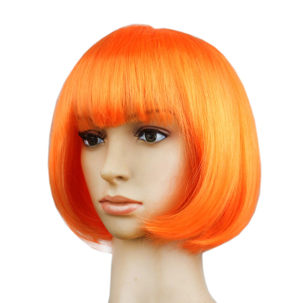 Cosplay Short Straight Bob Wigs with Bangs for Costume Ball Rave Party (Orange)