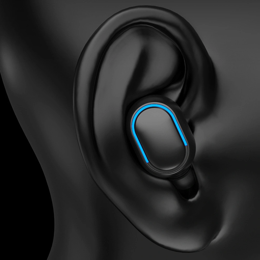 1 Pair Noise Reduction Wireless Headset Battery Display TWS Sports Earbuds Breathing Light Earphones with Charging Case (Black)