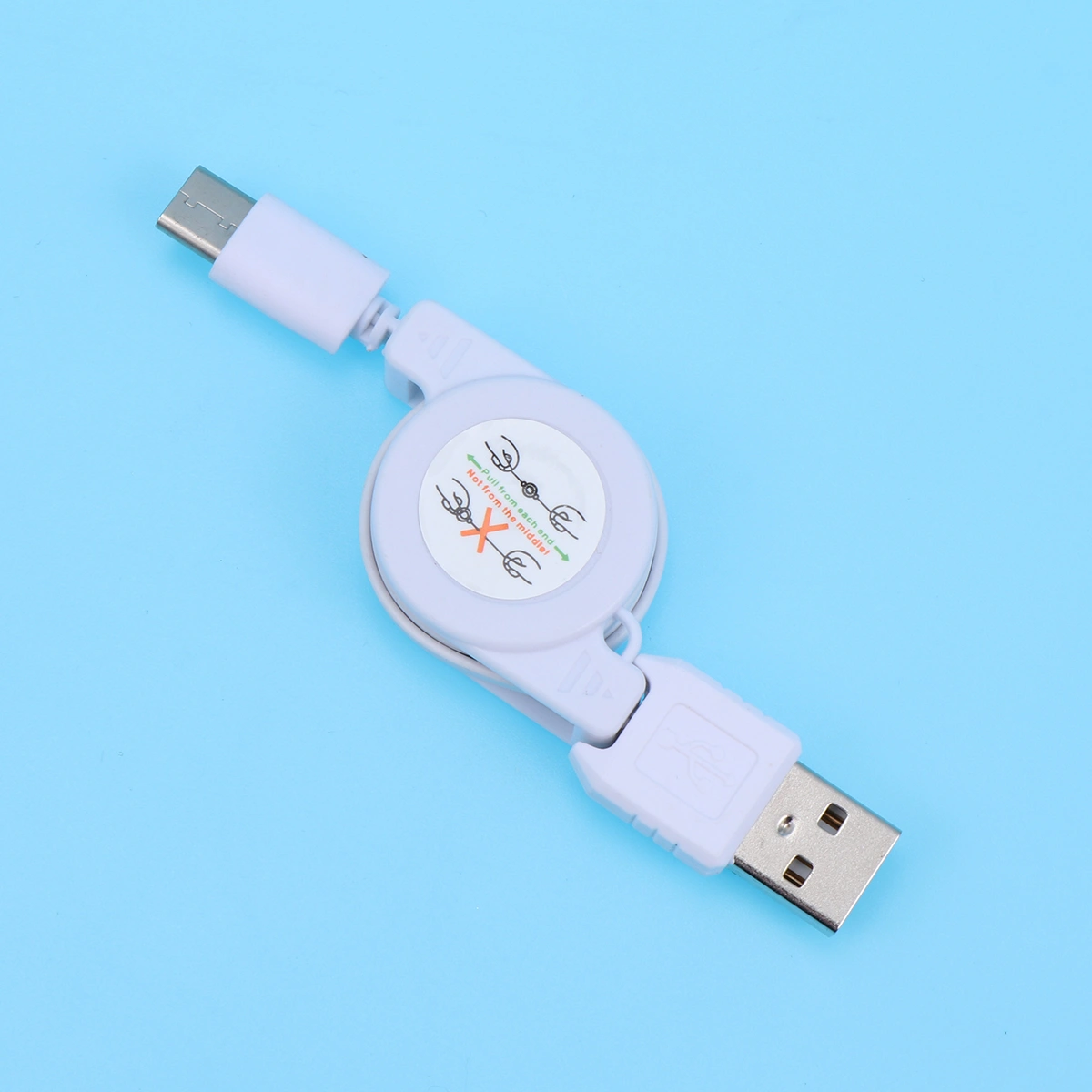 USB 3.1 Charging Cable Retractable Type-C Fast Charging Cord Portable High Charger Cable for Android Phones (White)