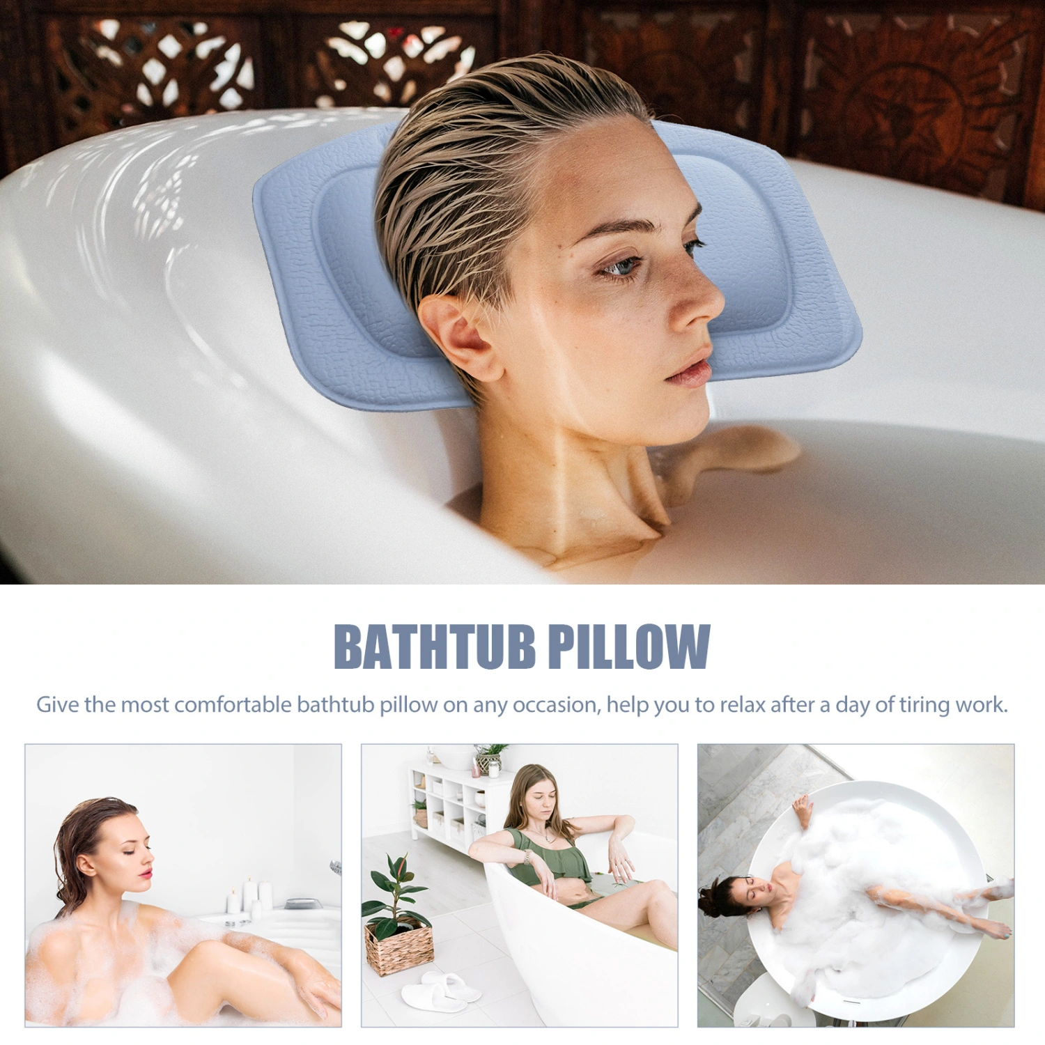 Bathtub Pillow Bath Head Rest Comfortable Bath Pillow SPA Pillow Supple Bathtub Head Pillow