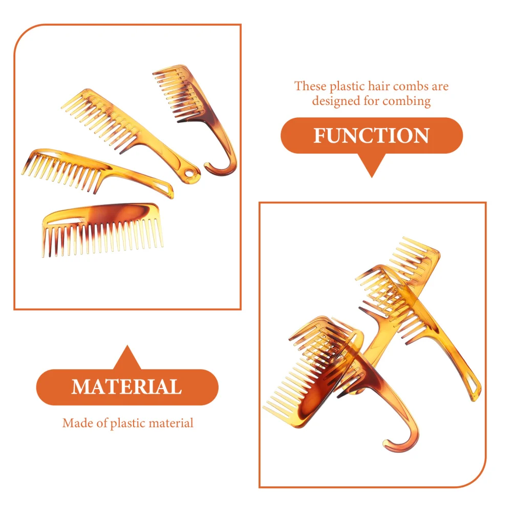 1 Set Plastic Hair Comb Men Hair Comb Wide Teeth Hair Comb Amber Hair Combs for Home