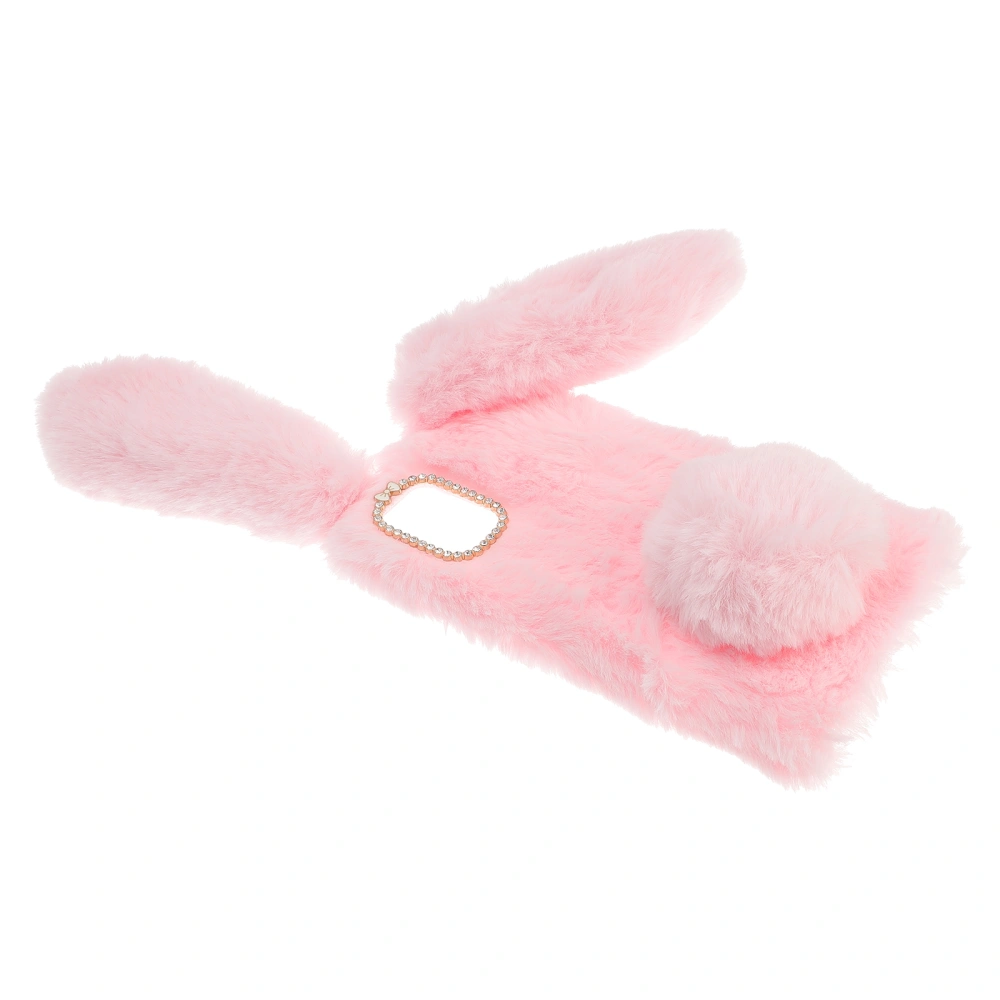 1Pc Adorable Rabbit Shape Phone Case Rhinestone Phone Shell Bunny Shockproof Cover Plush Warm Case Compatible with Galaxy A51(Pink)