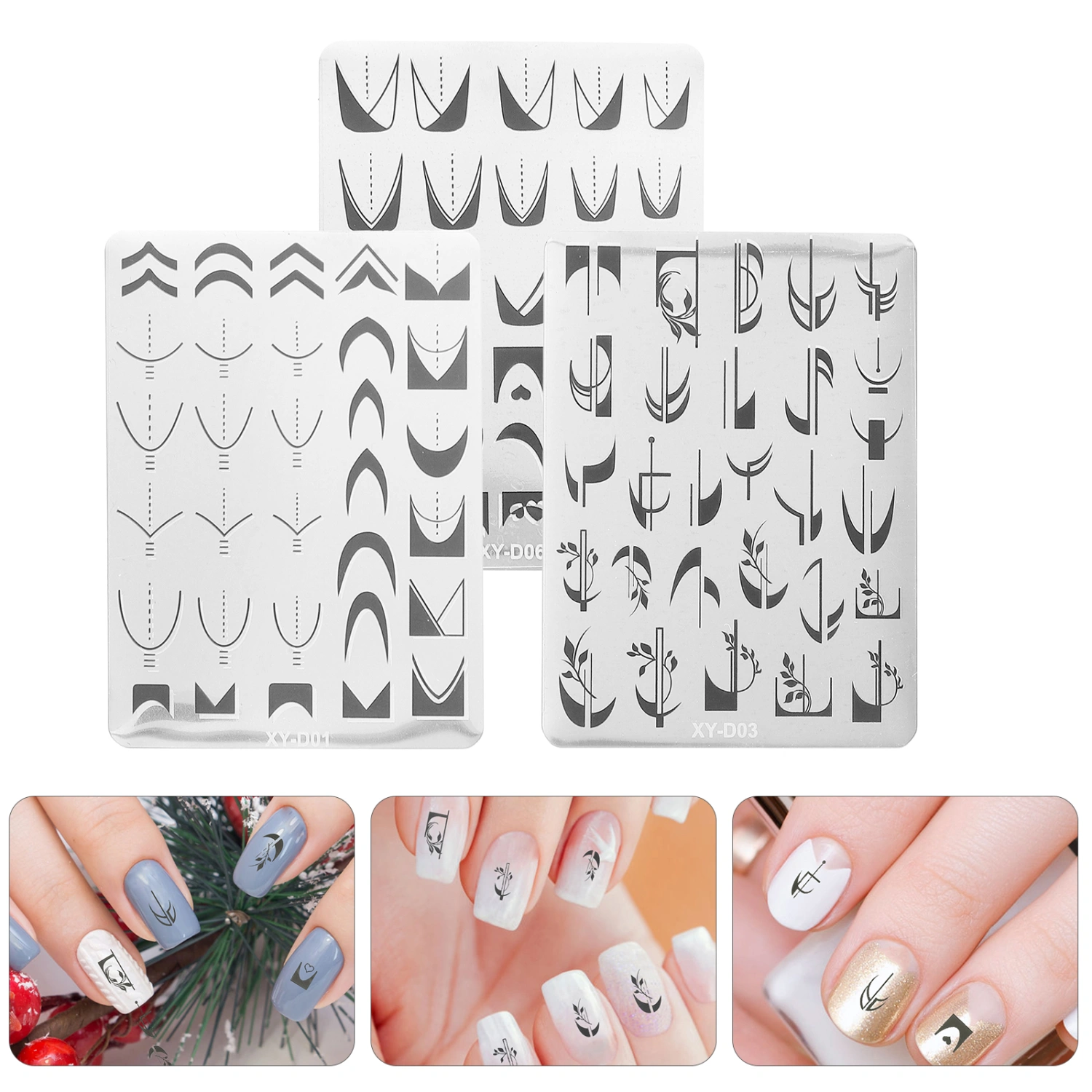 3 Sets Manicure Stamping Plates Nail Art Steel Templates Nail Stamping Stencil