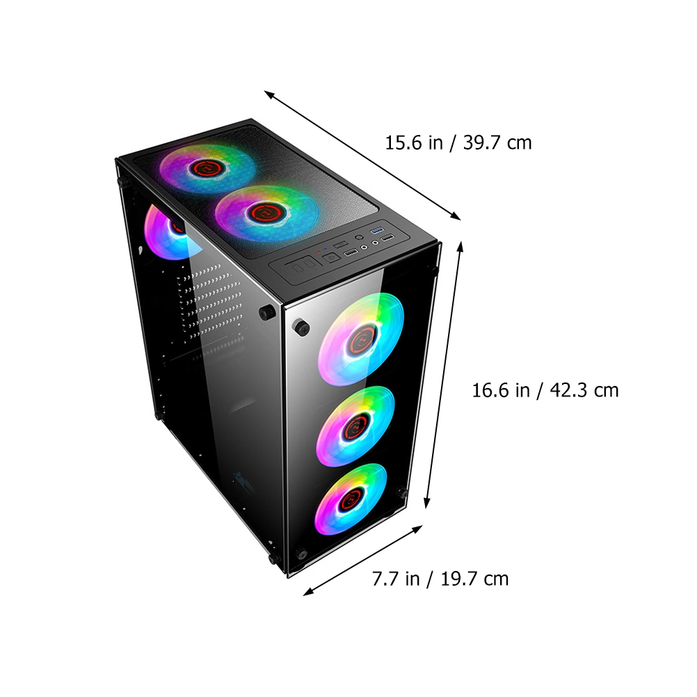 ATX Computer Case Double-Side Tempered Glass Panel Computer Host Box Supply