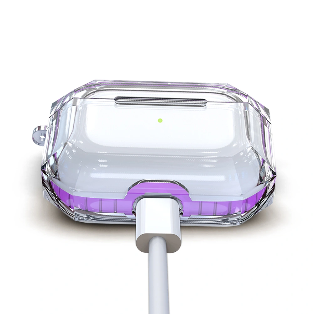 Wireless Earphone Protector Clear TPU Full Protective Headset Case Cover Compatible for AirPods Pro 3 (Purple)