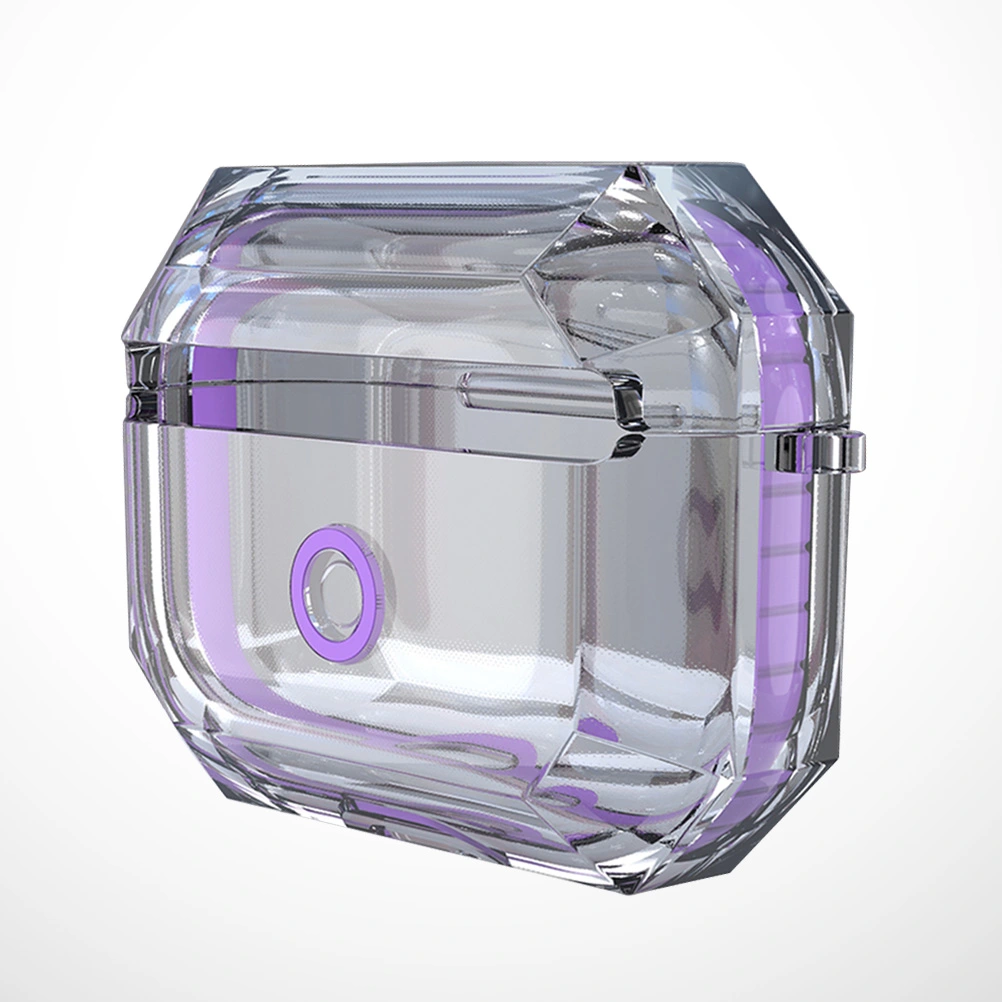 Wireless Earphone Protector Clear TPU Full Protective Headset Case Cover Compatible for AirPods Pro 3 (Purple)