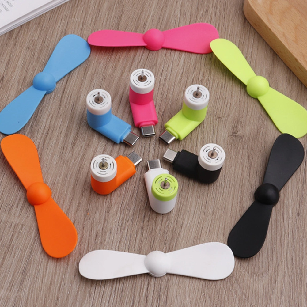 6pcs Phone Mini Fan Type-C Smartphone Fan Portable USB Cooling Fan for Travel Bus Subway (White)