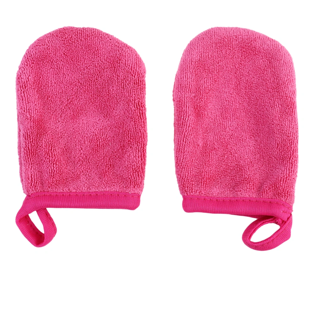 3Pcs Facial Cleaning Gloves Makeup Removal Puff Cosmetic Powder Cleaning Gloves Thickened Cleaning Pads Rosy