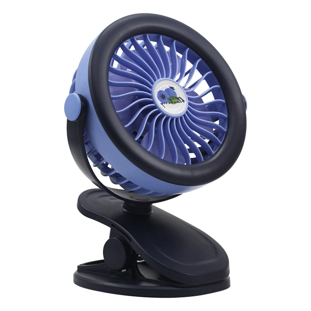 1PC Fruit Design USB Charging Cooling Fan Clip Style Silence Fan Three Gear Portable Mini Fan for Home Office School (Blue)