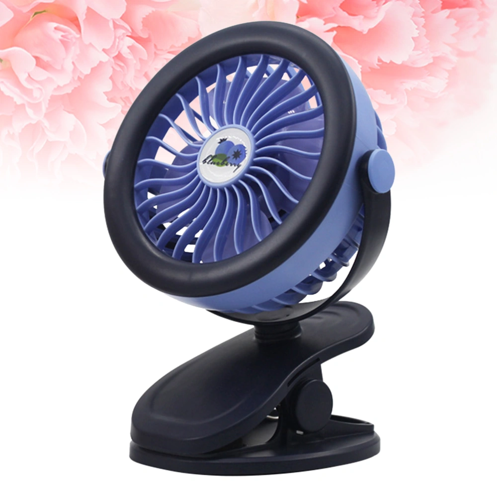 1PC Fruit Design USB Charging Cooling Fan Clip Style Silence Fan Three Gear Portable Mini Fan for Home Office School (Blue)