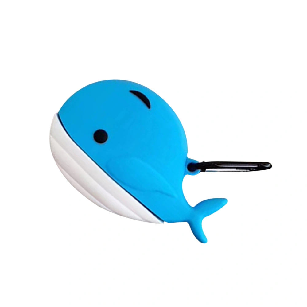 1pc Silicone Earphone Case Shell Cover Cartoon Whale Shape Design Compatible for AirPods 1/2 (Blue + White)