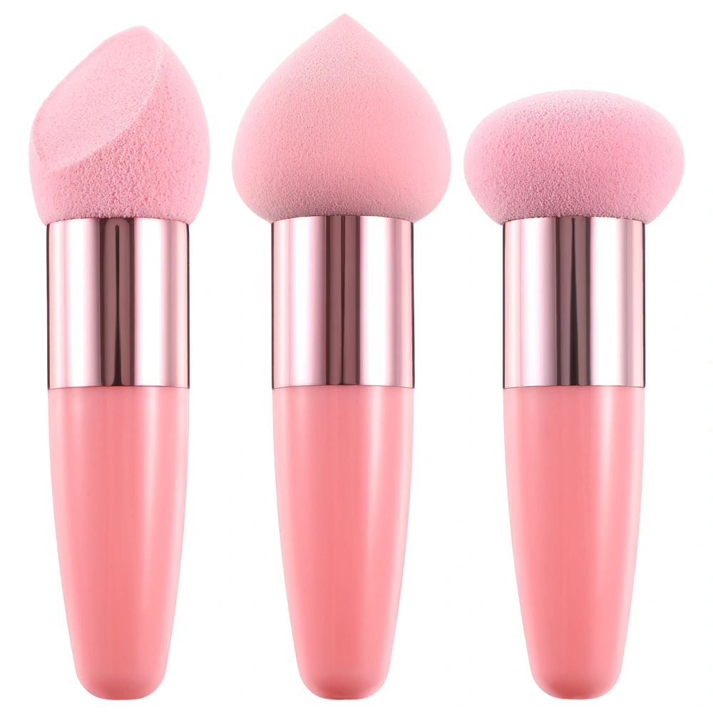 3 Pcs Foundation Makeup Sponges Foundation Blender Sponges with Handle Beauty Cosmetics Puffs Make-up Sponge Brushes