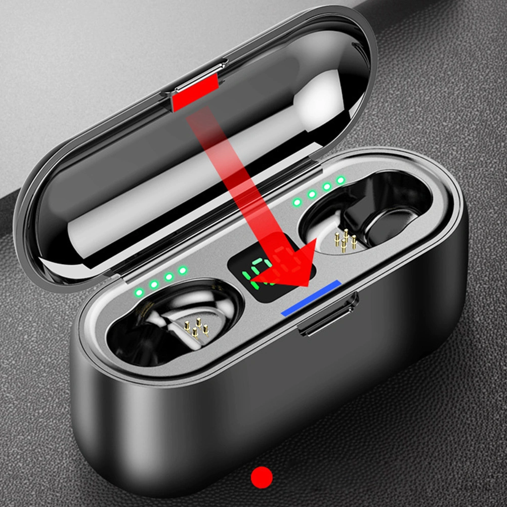 TWS Earphones Wireless Earbuds Waterproof Touch Control Stereo Noise Cancelling Digital Display Headset with 2000mAh Charging Box (Black)