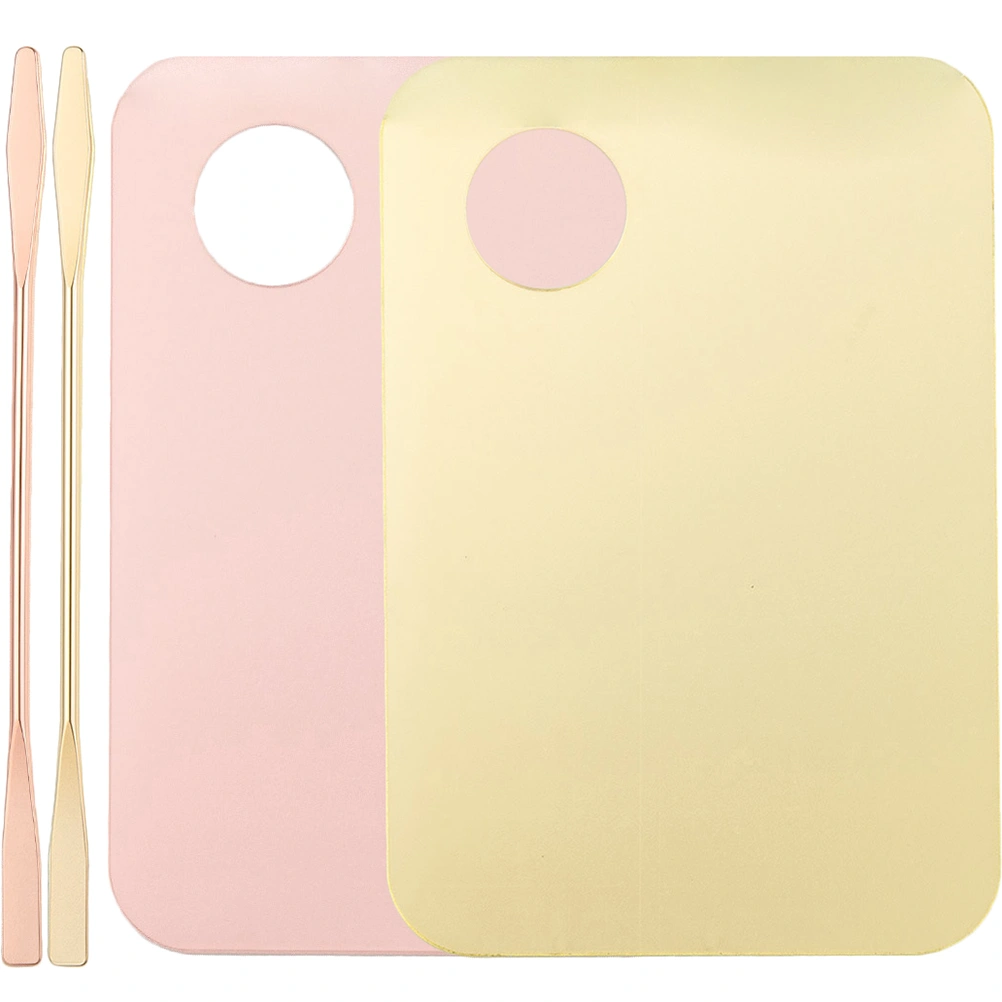 2 Set of Acrylic Makeup Plate Professional Cosmetic Mixing Foundation Plate with Spatula