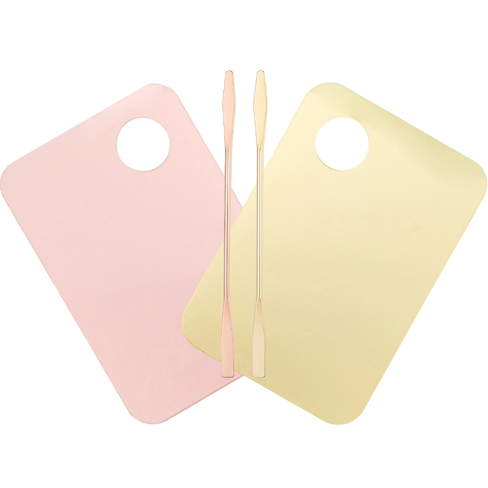 2 Set of Acrylic Makeup Plate Professional Cosmetic Mixing Foundation Plate with Spatula