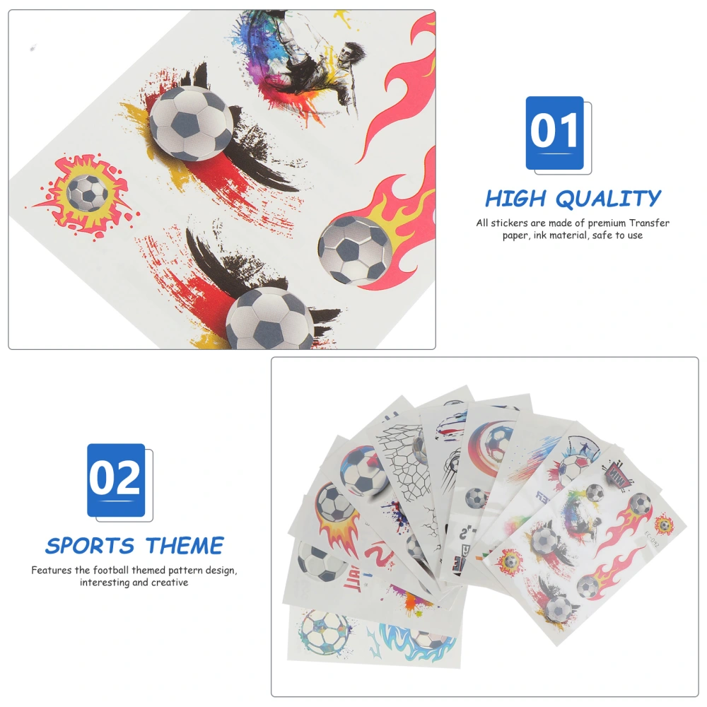 10 Sheets of Colorful Football Themed Tattoos Stickers Football Body Decals