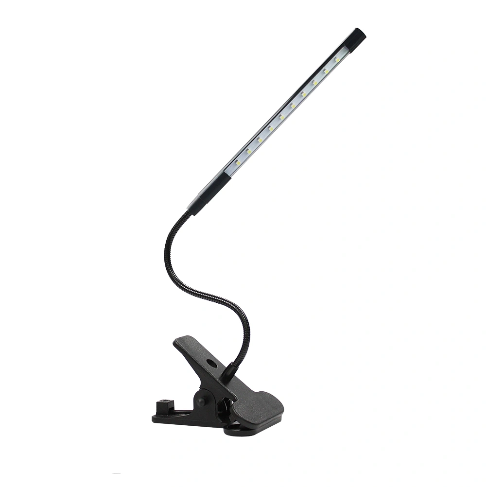 LED Clip Desk Lamp USB Eye Protection Table Bedside Lamp Mini Touch Switch Adjustable Computer Clip Desk LED Lamp for Bedroom Reading Study -Black (White Light)