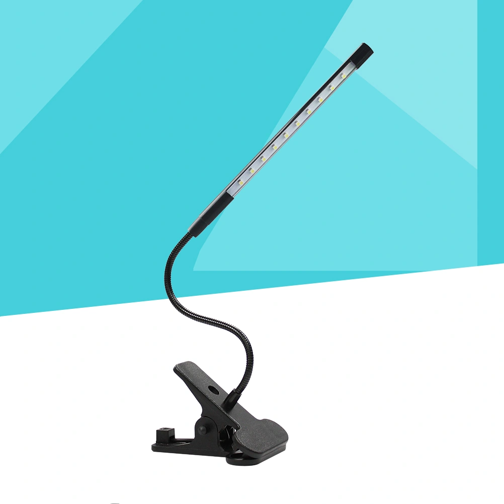 LED Clip Desk Lamp USB Eye Protection Table Bedside Lamp Mini Touch Switch Adjustable Computer Clip Desk LED Lamp for Bedroom Reading Study -Black (White Light)