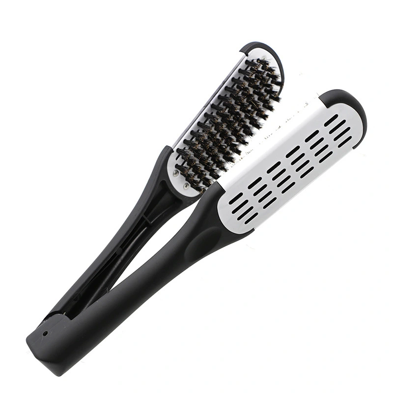 Double Sided Brush Bristle Hair Clamp Brush Hair Straightener Brush Hair Straightening Comb