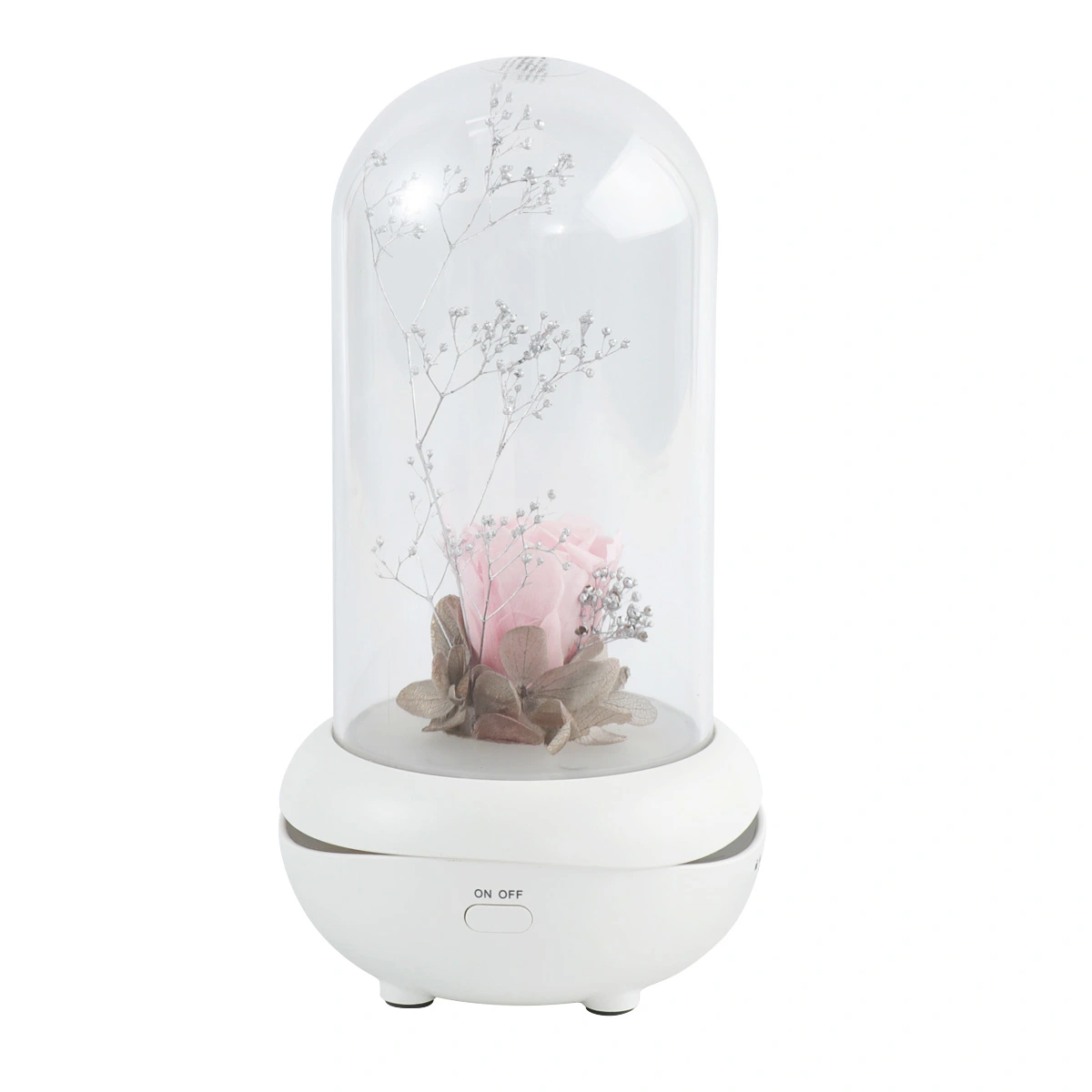USB Charging Aroma Diffuser Eternal Flower Design LED Humidifier Purifier Night Light Aromatherapy Diffuser for Home Decoration( Pink Rose)